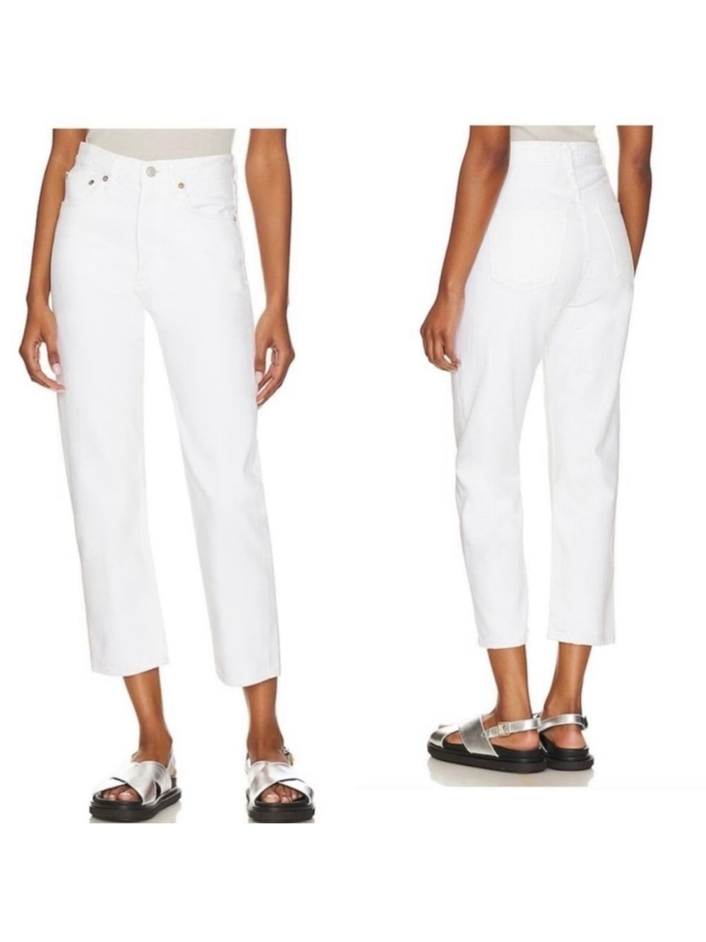 Agolde Riley High-Rise Cropped Straight Jeans White 27